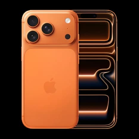 iPhone 17 Pro Max Laranja-cósmico, traseira e tela